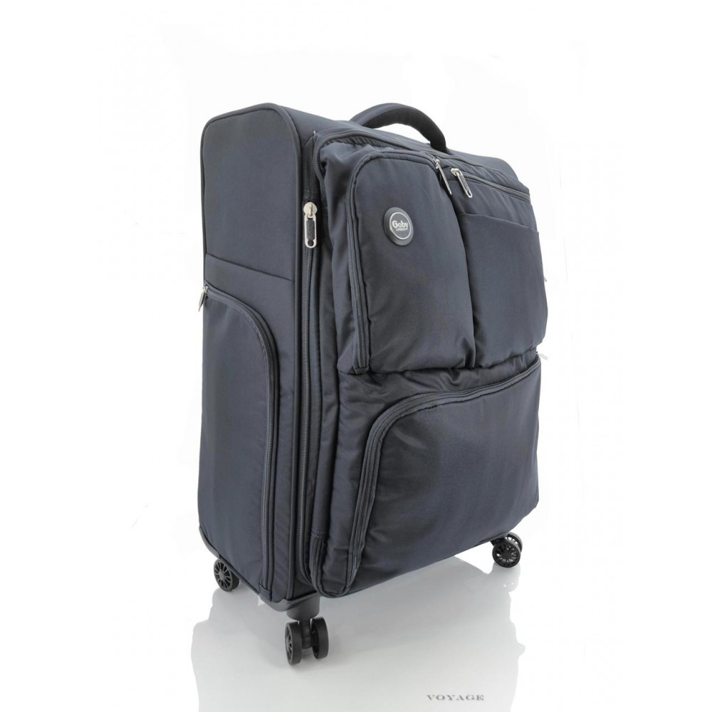 Дорожный большой чемодан тканевой 3004 Goby London The-Lite 8 черный