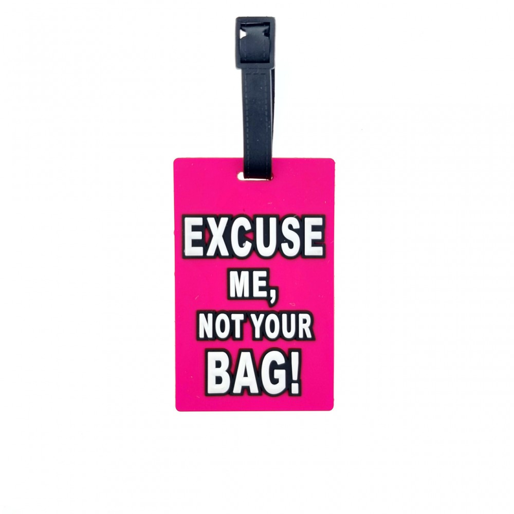 Багажная бирка для чемодана 4931 с надписью excuse me,not your bag! розовая - Voyage