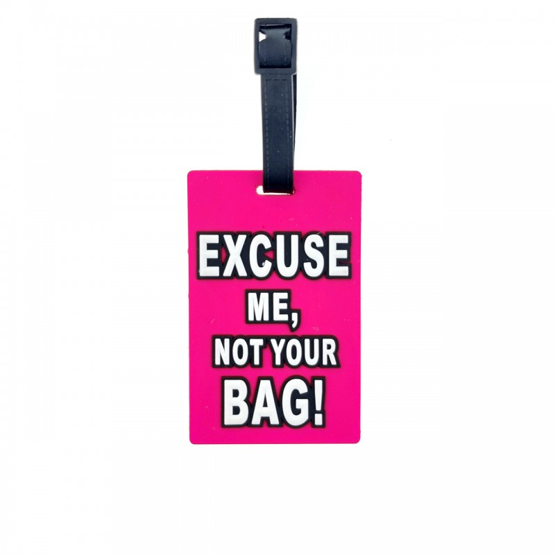 Багажная бирка для чемодана 4931 с надписью excuse me,not your bag! розовая - Voyage