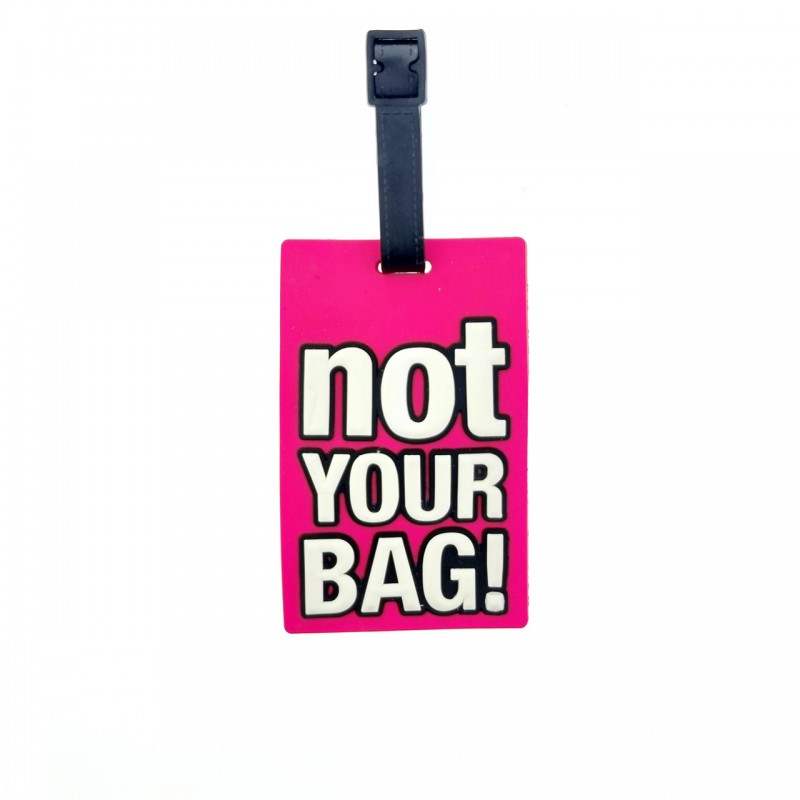 Багажная бирка для чемодана 4931 с надписью not your bag! розовая - Voyage