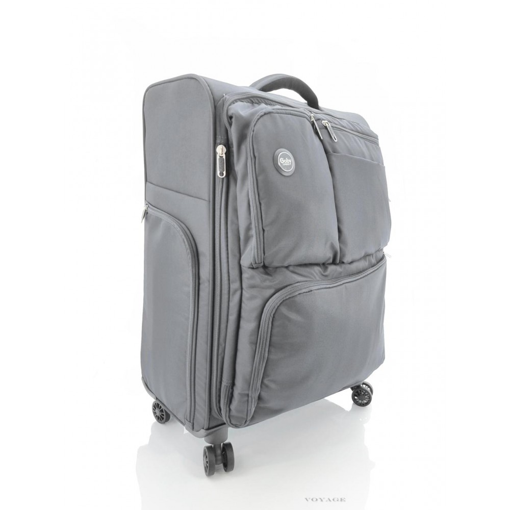 Дорожный большой чемодан тканевой 3004 Goby London The-Lite 8  серый