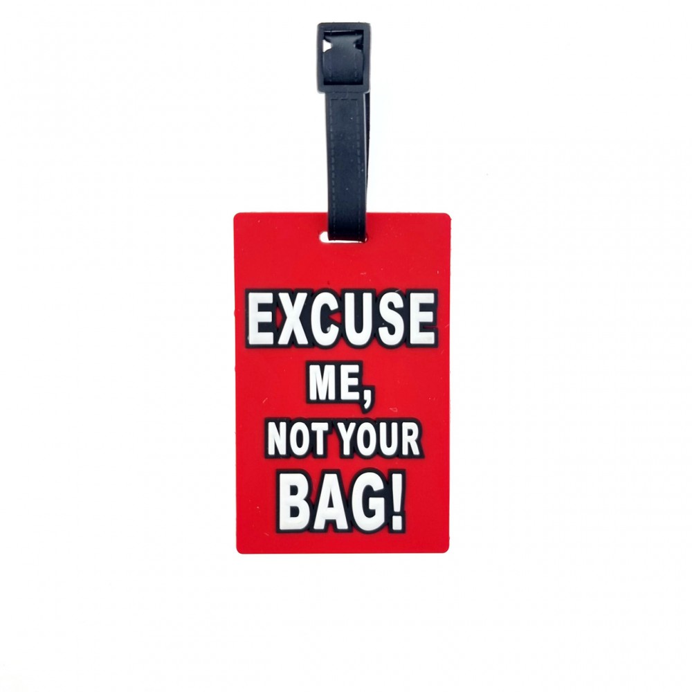 Багажная бирка для чемодана 4931 с надписью excuse me, not your bag! красная - Voyage